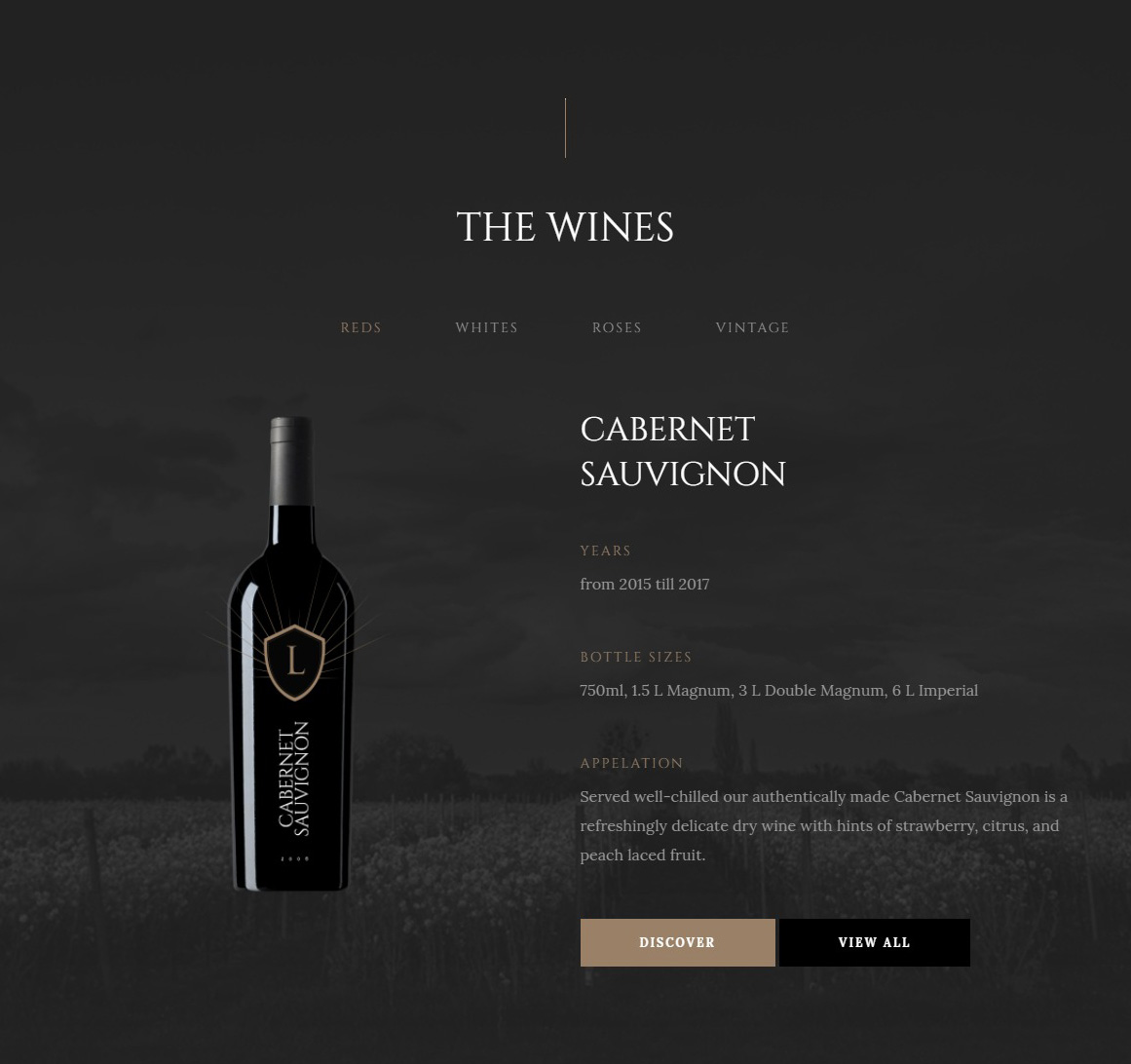 Luxwine wines page template